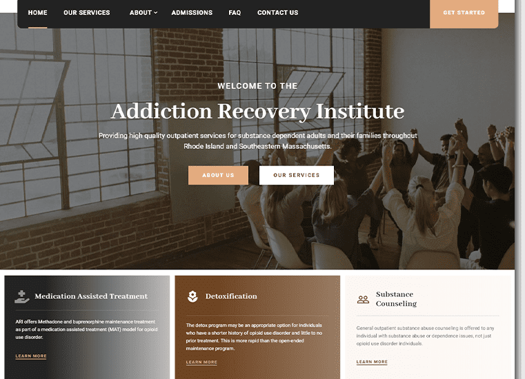Addiction Recovery Institute Custom Website