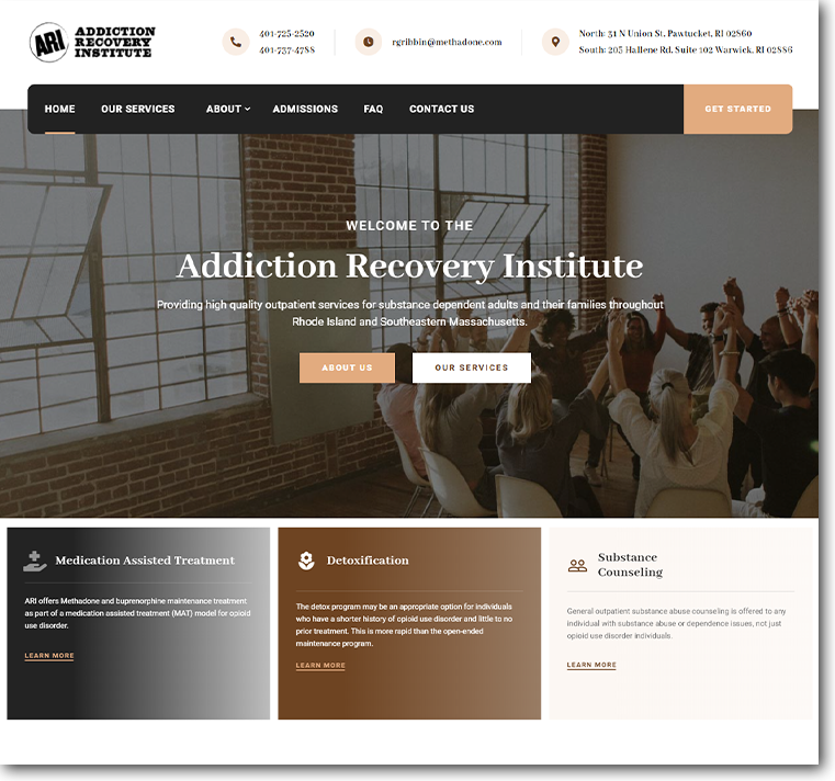 Addiction Recovery Institute Custom Website