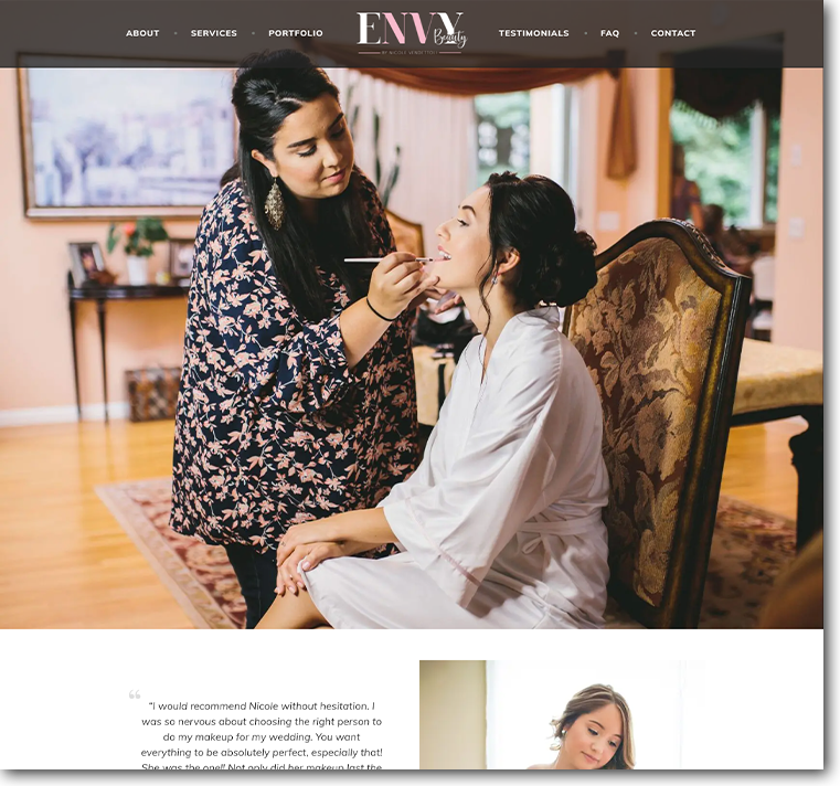 Envy Beauty Custom WordPress Site
