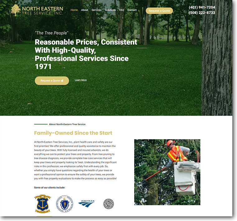 North-Eastern Tree Services Website